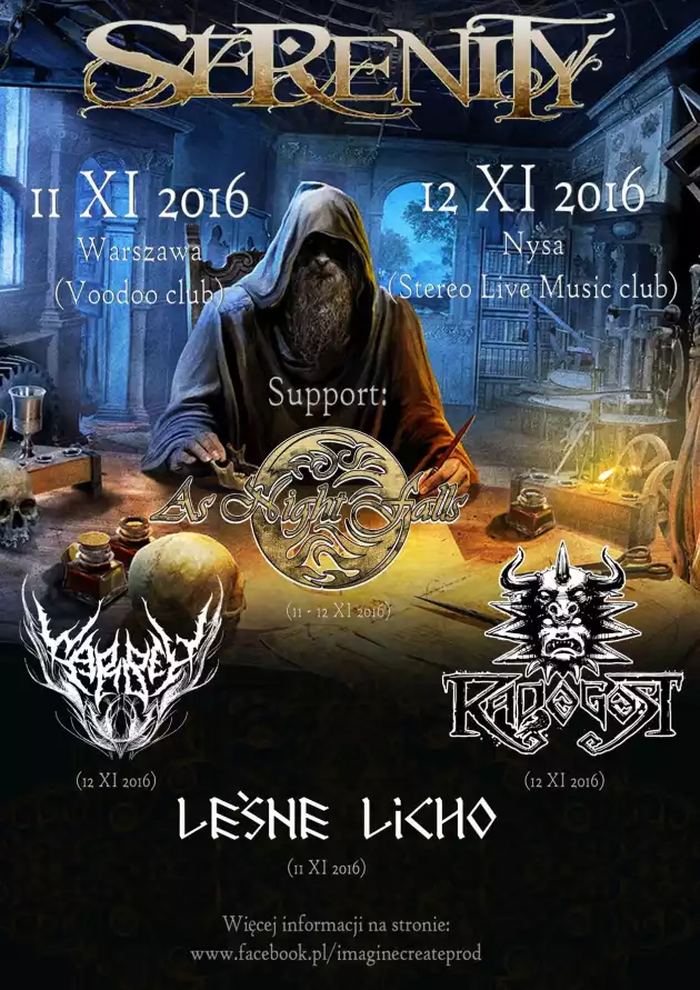 Koncert Serenity ! Support: Leśne Licho, As Night Falls