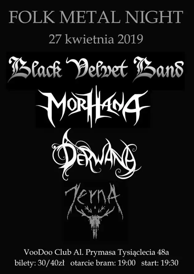 Folk Metal Night Warszawa – BVB x Morhana x Derwana X Jerna