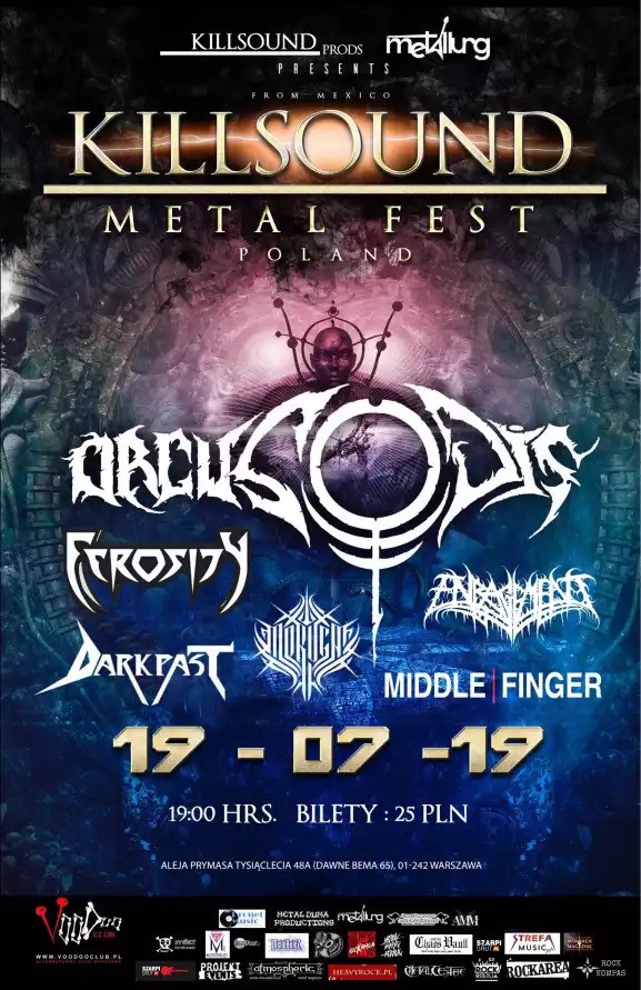 Killsound Metal fest Poland – Orcus O Dis (MEX) x Enragement (FIN) x Middle Finger (UKR) x Moruga (BEL) x Ferosity (PL) x Darkpa