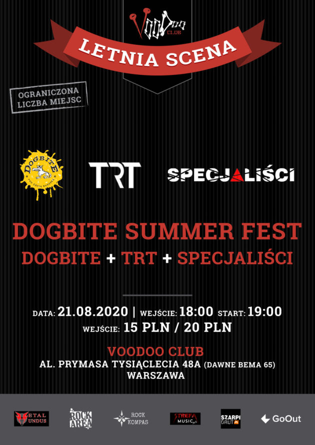Dogbite Summer Fest IV – Dogbite x TRT x Specjaliści na Letniej Scenie VooDoo