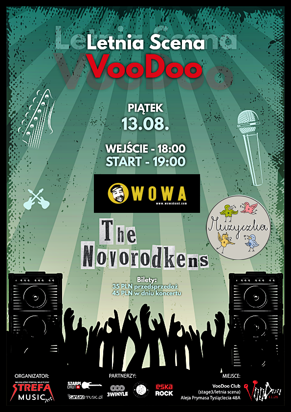 Piątek 13-stego – The Novorodkens x Wowa Band x Muzyczka w VooDoo Club / 13.08 /