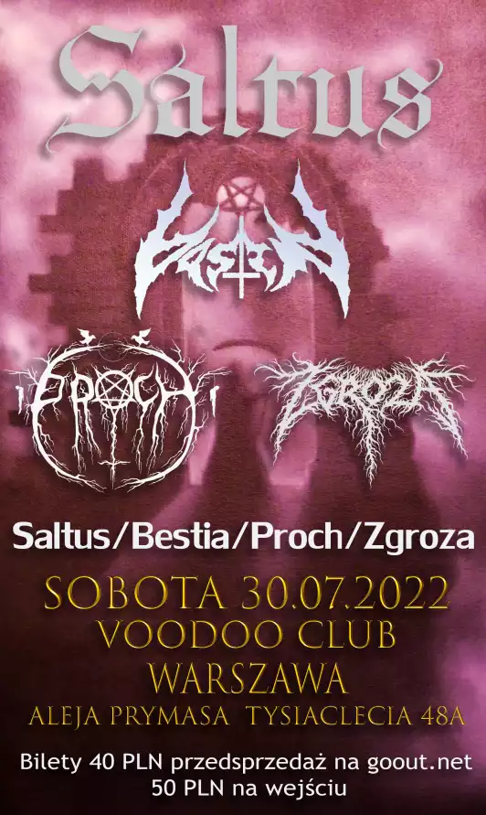 Saltus x Bestia x Proch x Zgroza w VooDoo Club / 30.07 /