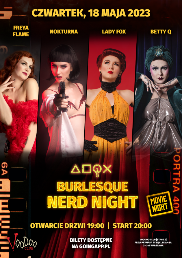 Burlesque Nerd Night MOVIE NIGHT EDITION at VooDoo Club ( Lady Fox, Nokturna, Betty Q, Freya Flame)
