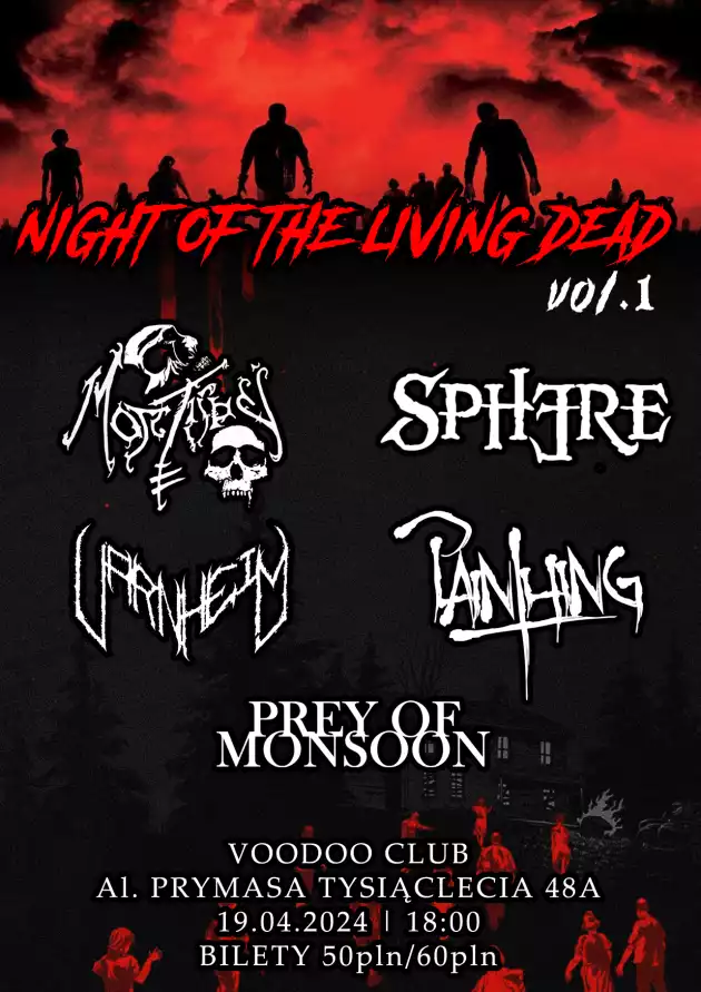 Night of the Living Dead vol.1 – Mortis Dei x Sphere x Varnheim x Painthing x Prey of Monsoon | Warszawa |